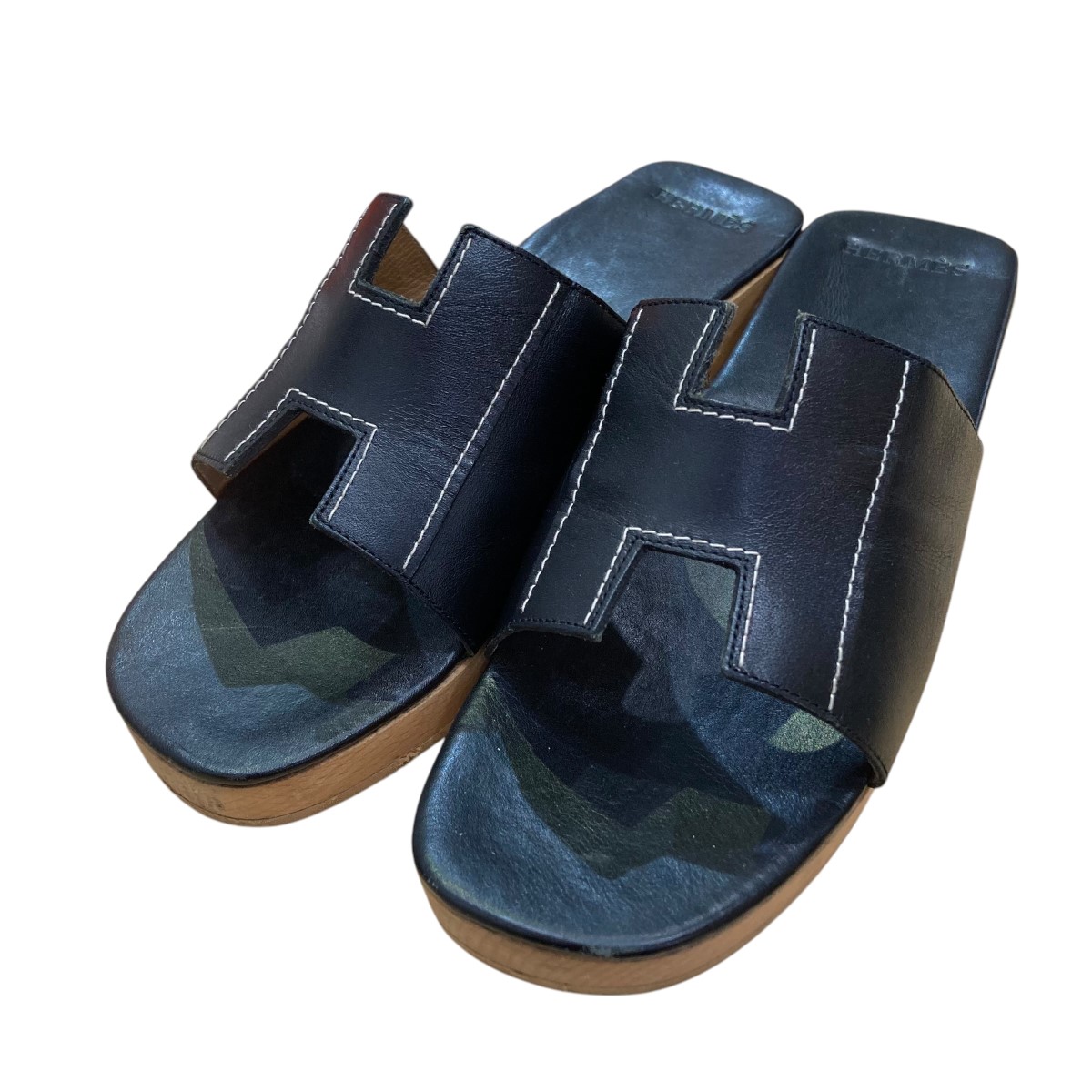 楽天市場】【中古】HERMESケブラールレザーサンダル ブラウン サイズ