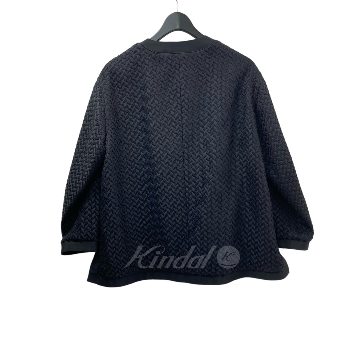 ドゥロワー drawer ノーカラージャケット ネイビー 38 ドゥロワー ノー