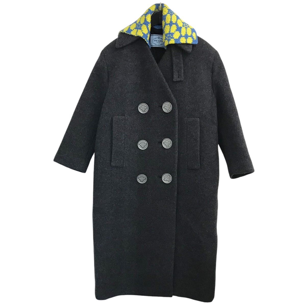 楽天市場】【中古】PRADAニットつけ襟カシミヤロングコート P679OL