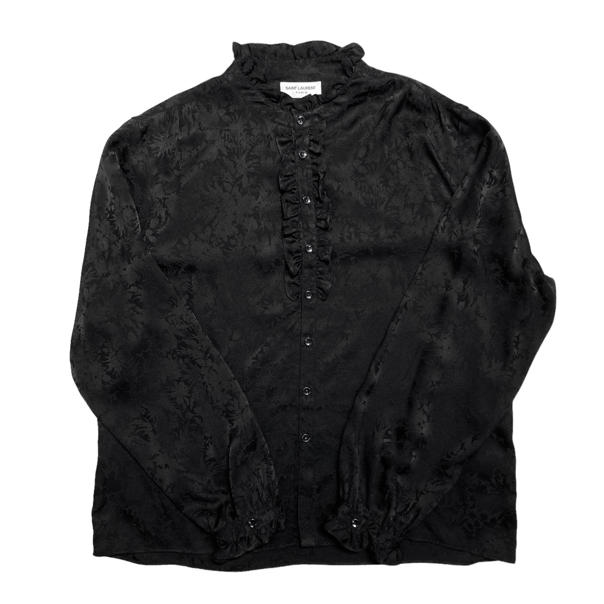 サンローラン ブラック フェード加工シャツ 38 エディ期 サンローラン