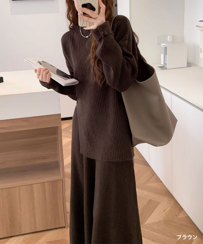 楽天市場】セットアップ《リブニットスカートセットアップ》全5色