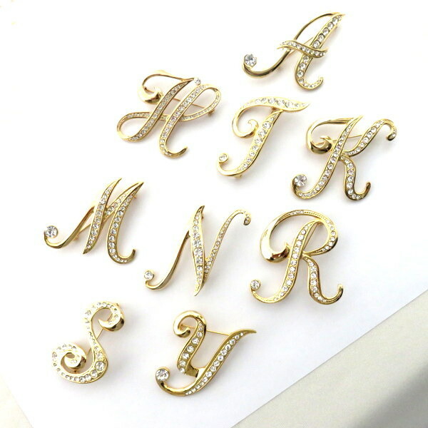 楽天市場】ブローチ イニシャル アルファベット スワロフスキー 数量