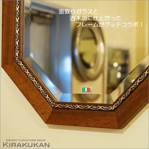 楽天市場】【スーパーセール期間限定価格】 鏡 壁掛け イタリア製 八角