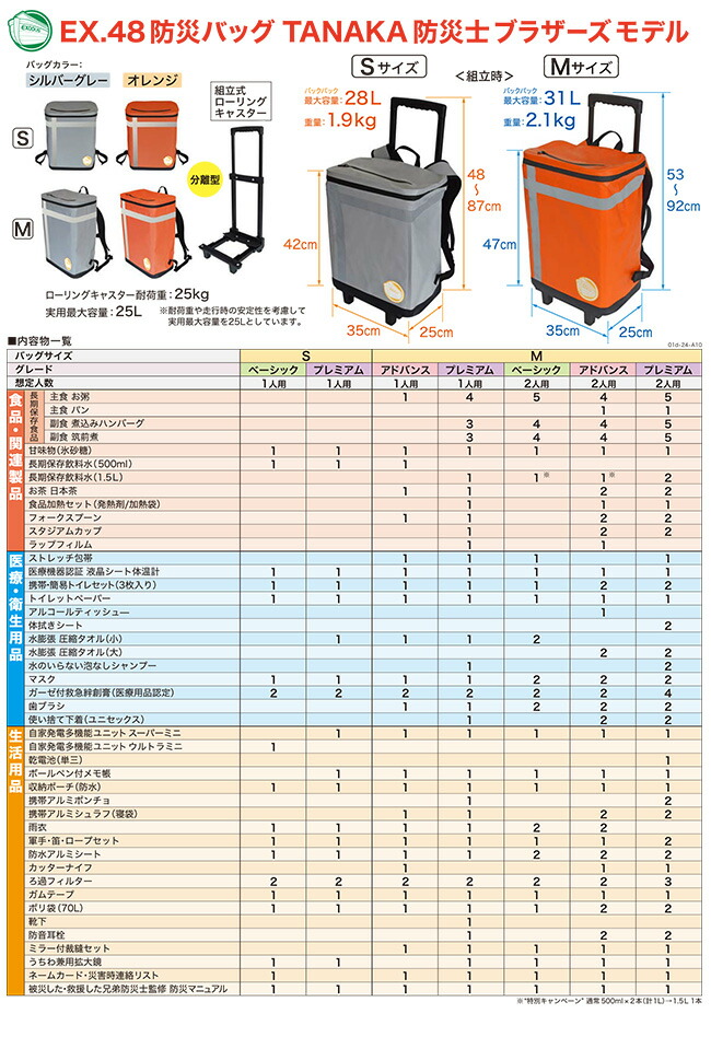 楽天市場】【特典あり】EX.48 防災バッグ TANAKA防災士ブラザーズ