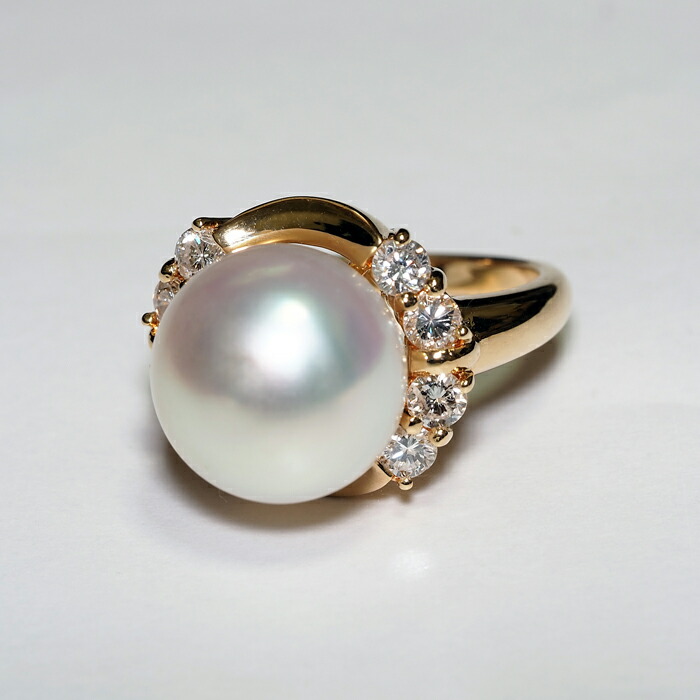 楽天市場】K18 南洋真珠 リング セミバロック12mmup 白蝶パール 18金