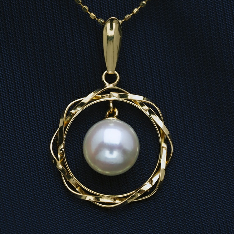 楽天市場】K18 アコヤ本真珠 ペンダントトップ スパイラルサークル