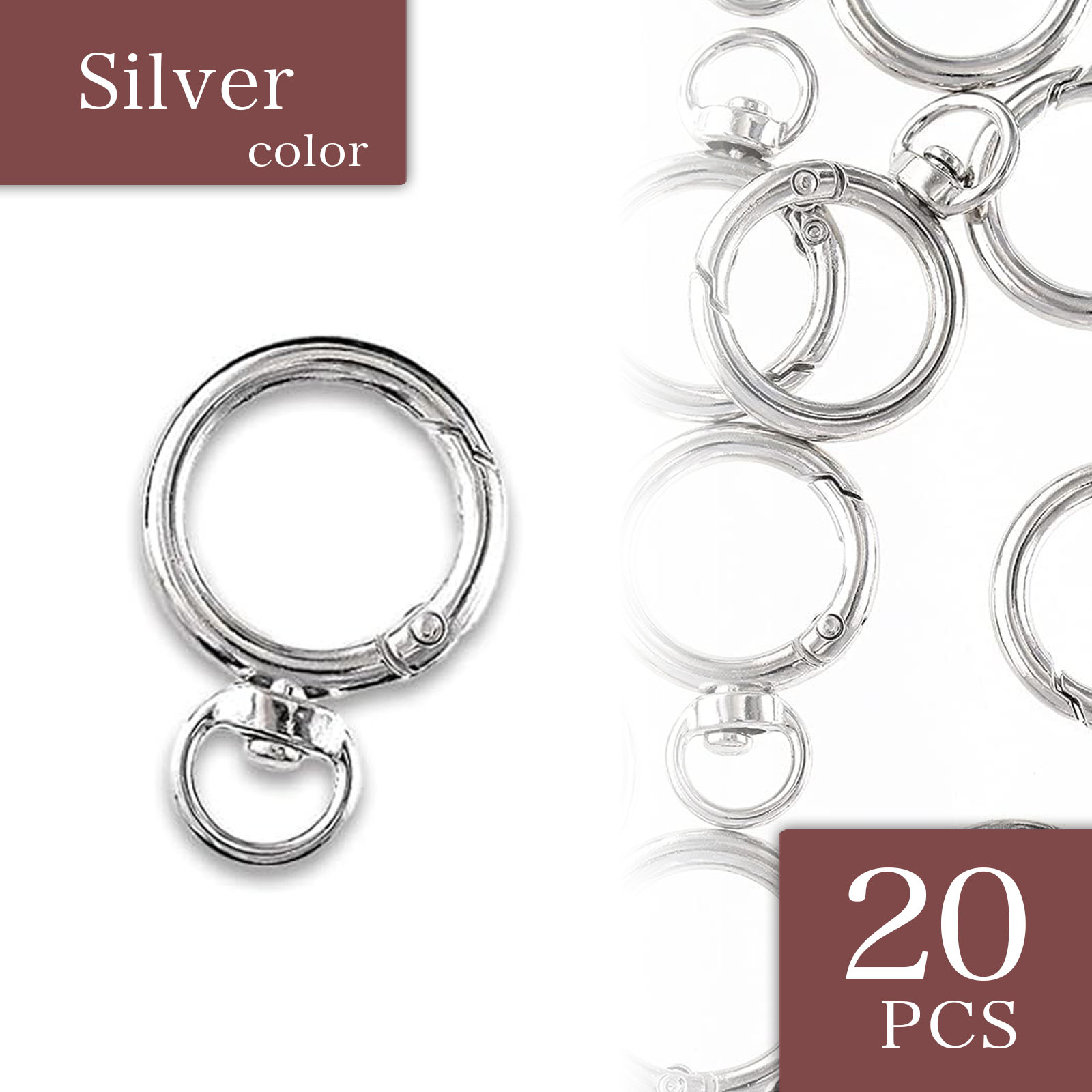 楽天市場】【2点以上まとめ買いで得得】 カラビナ シルバー 20個 回転