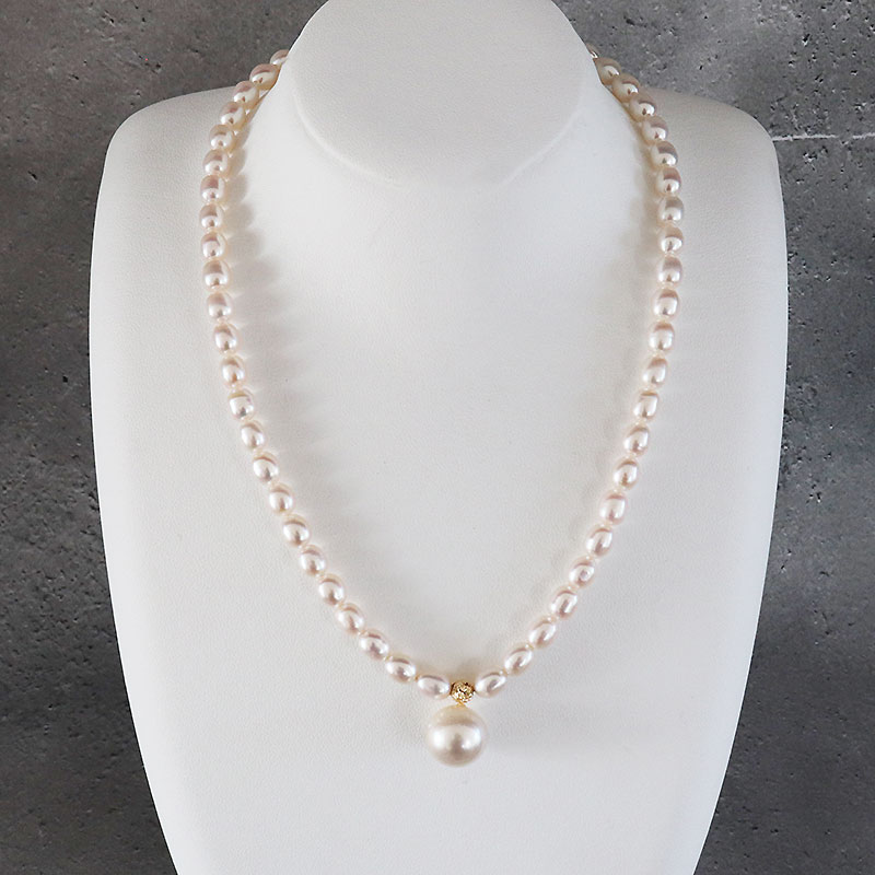 楽天市場】白蝶真珠 淡水真珠 ネックレス ホワイトピンク K18YG 41cm+