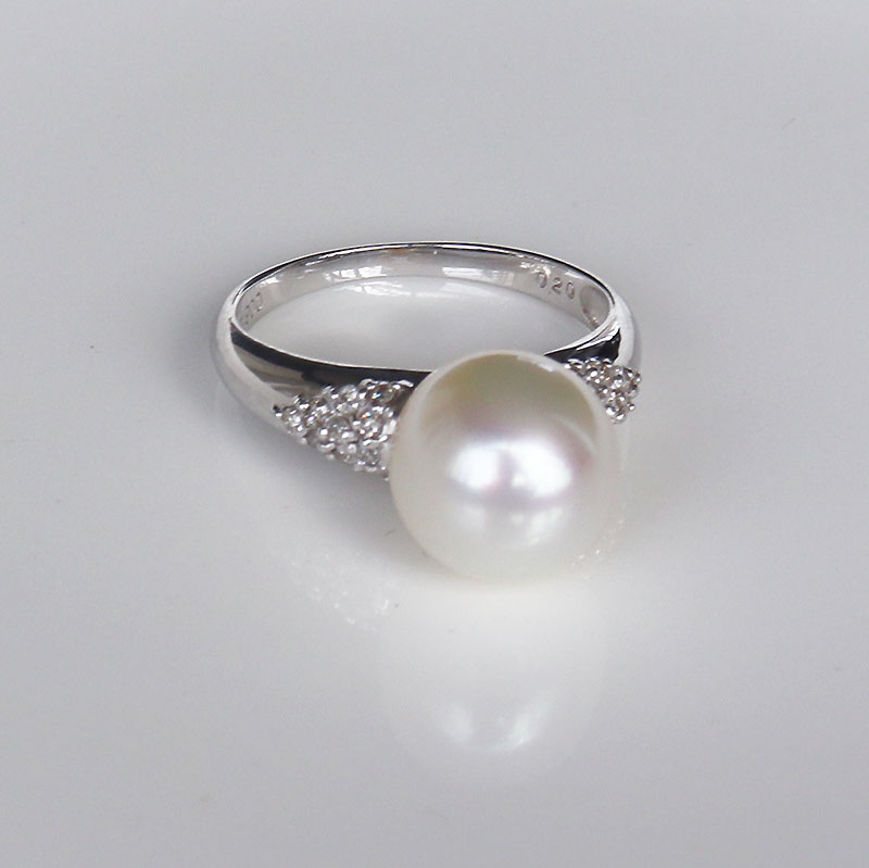 楽天市場】白蝶真珠 ダイヤ 指輪 リング 12号 ホワイト プラチナ