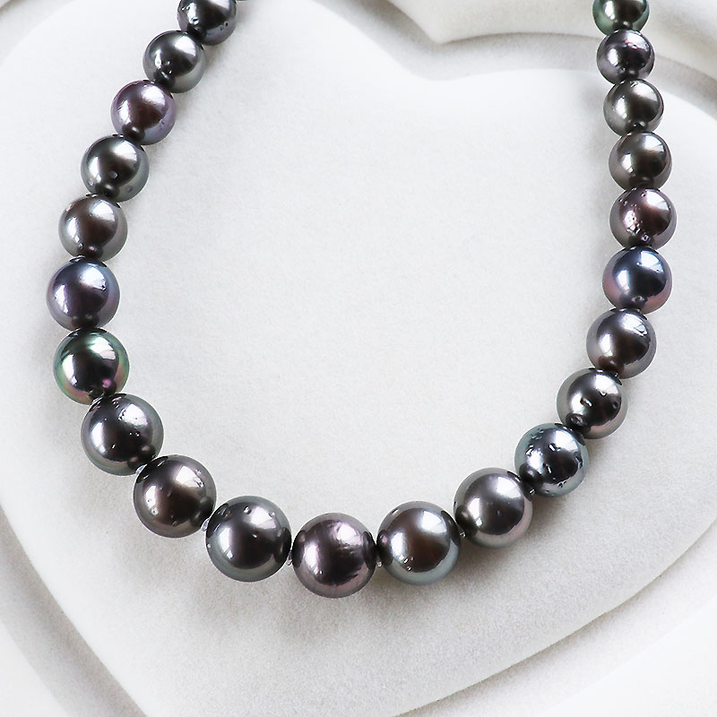 楽天市場】黒蝶真珠 ネックレス 8.0-12.0mm グリーンブラック シルバー