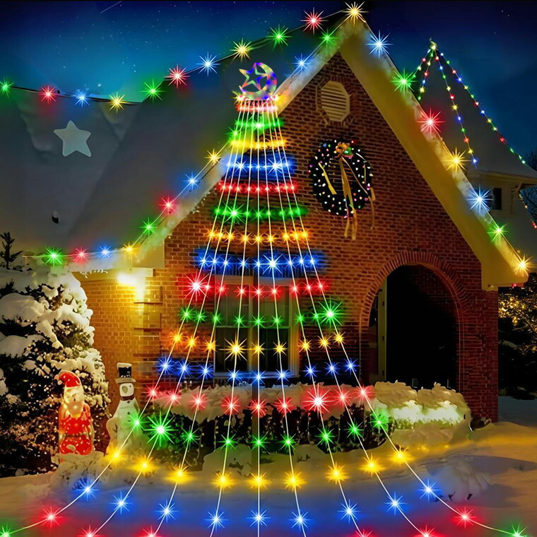 楽天市場】イルミネーション ドレープライト ソーラー LED 346球 9本