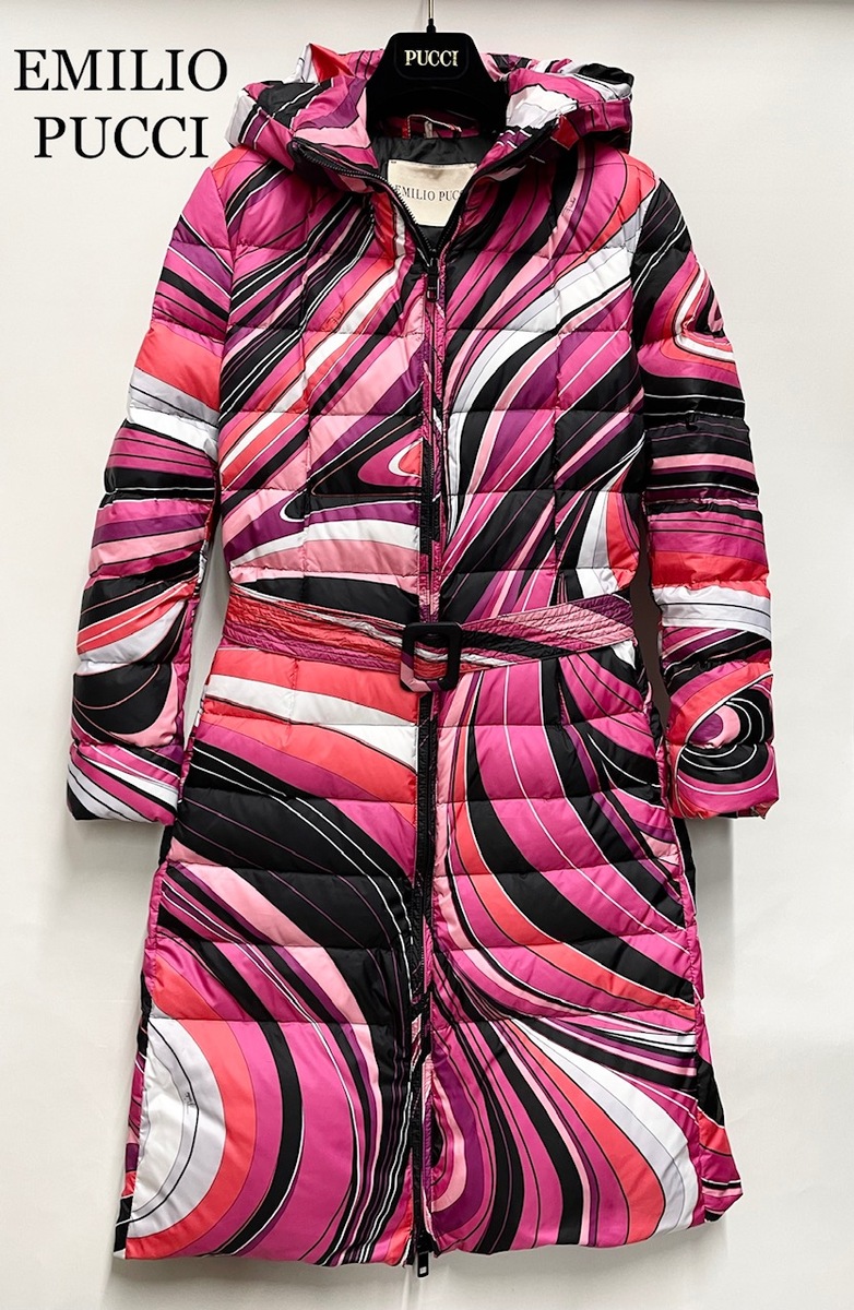 楽天市場】ランクS エミリオプッチ ベルティッド ダウンコート 総柄