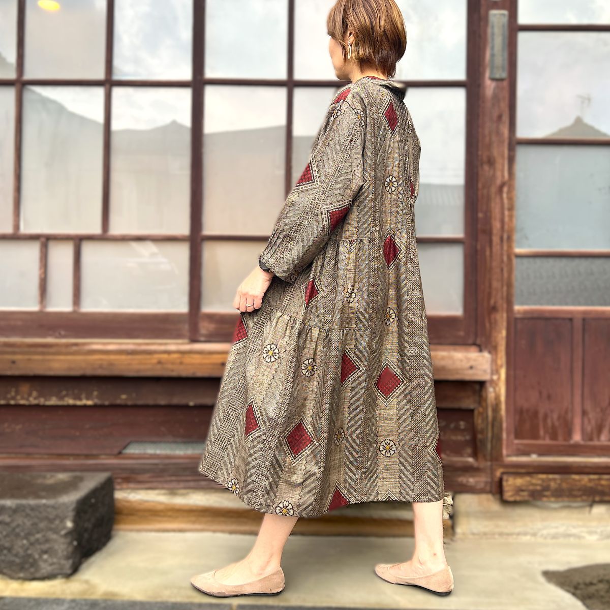 楽天市場】【大島紬アレンジティアードワンピース】作家一点ものミセス