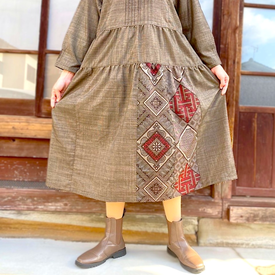 楽天市場】【大島紬アレンジタックワンピース】作家一点ものミセス40