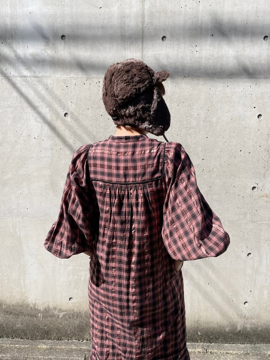 楽天市場】【Sara Mallika】 Cotton Check Shirring Long Dress