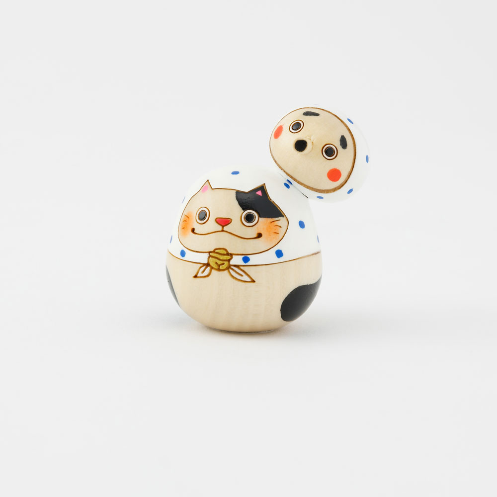 縁起物❣️ひょっとことひょっと猫セット❤️陶器人形、置物、火男、火