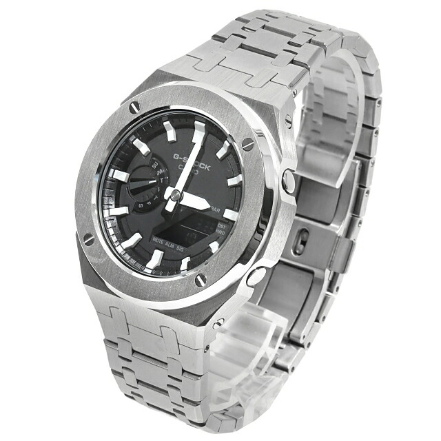 楽天市場】G-SHOCK GA2100 メタル カスタム カシオーク ブラック文字盤