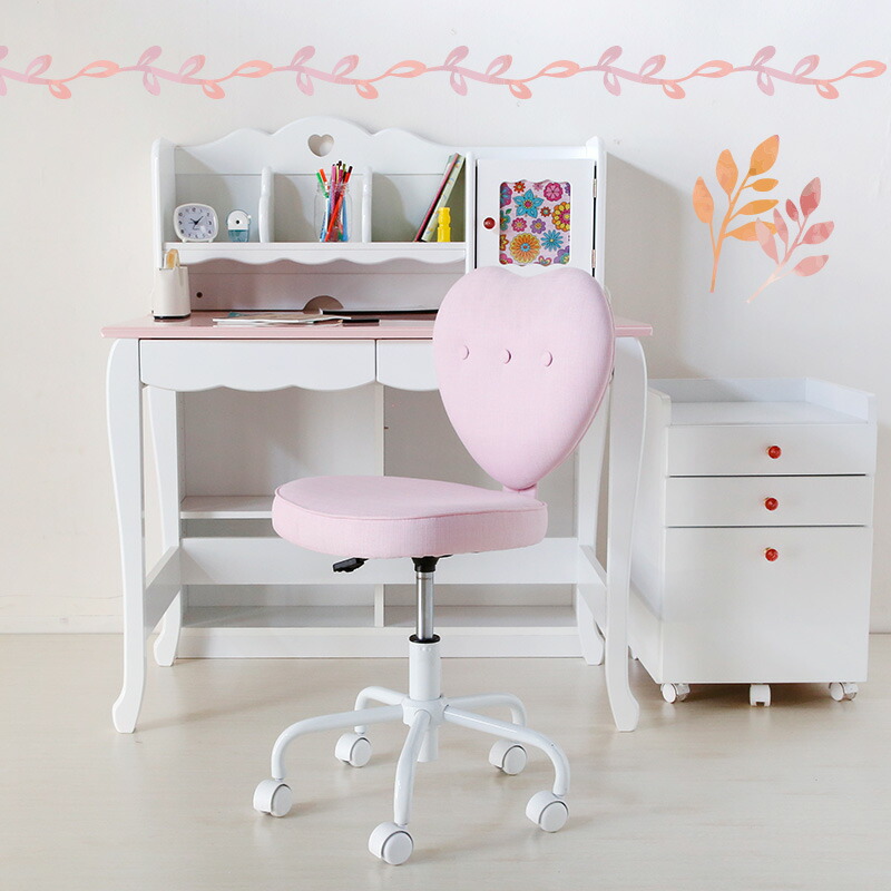 楽天市場】10%クーポン27日から☆ 学習チェア ハート 昇降 回転 姫系