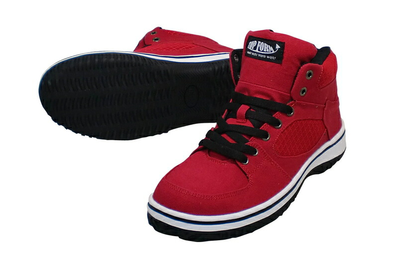 楽天市場】【6ヶ月保証付】ハイカットセーフティスニーカー レッド