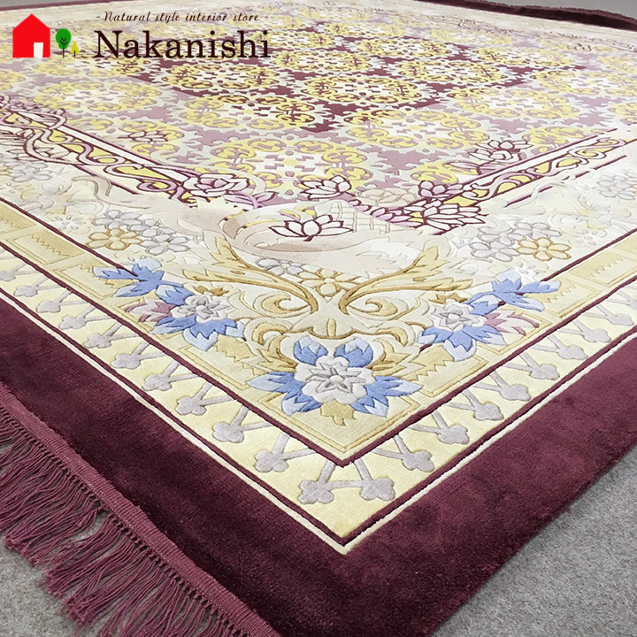 ぶひさん 中国段通 シルク絨毯 約90cm x 155cm ぶひさん 中国段通