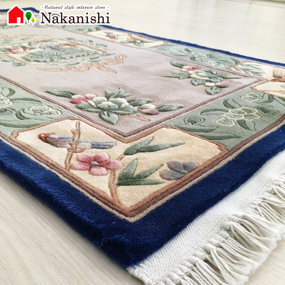 シルク100％手織りラグ！高級感漂う美しい中国段通＜Isabella イザベラ