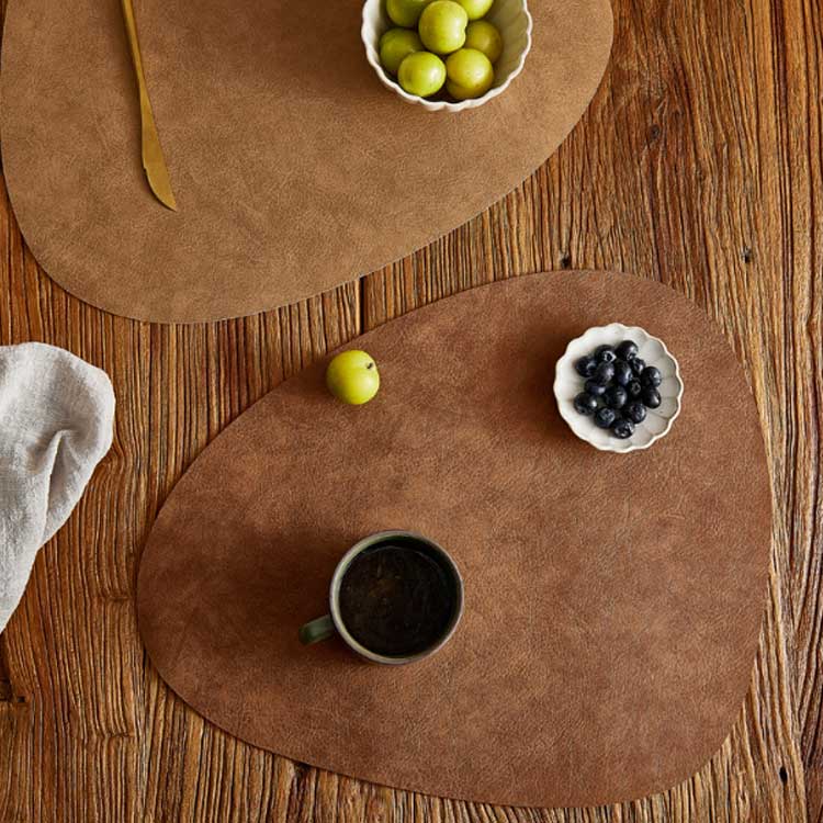 楽天市場】異形 ランチョンマット 北欧 レザー調 コースター付き