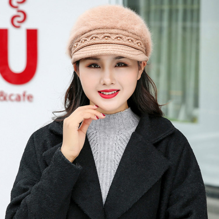 楽天市場】つば付きニット帽 ラビットファー ニット帽 レディース