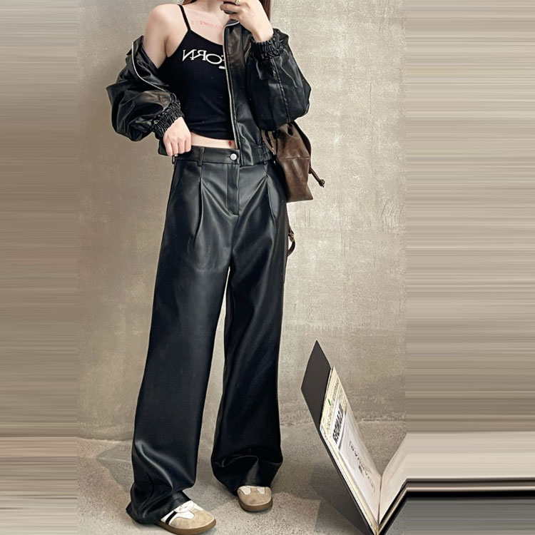 楽天市場】レザーパンツ レディース ワイドパンツ ガウチョパンツ PU革