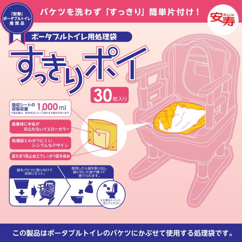 楽天市場】安寿 ポータブルトイレ用 処理袋 すっきりポイ 30枚入 尿