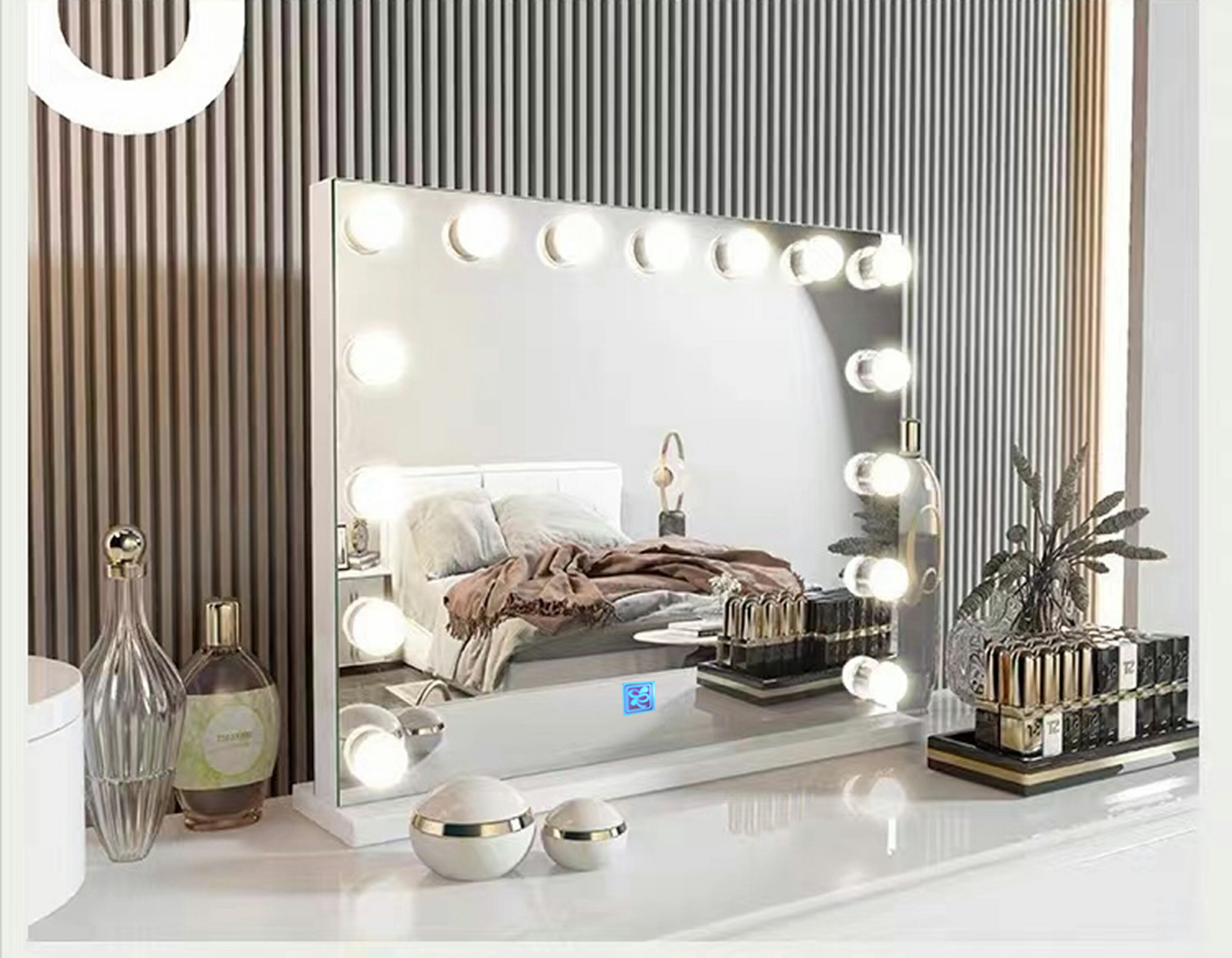 楽天市場】女優ミラー オシャレ 化粧ミラー ドレッサー ミラー USB口