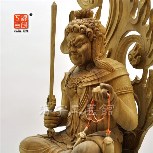 楽天市場】木彫り仏像 【不動明王半跏像】 楠木 坐7.5寸 総高62cm ※ご