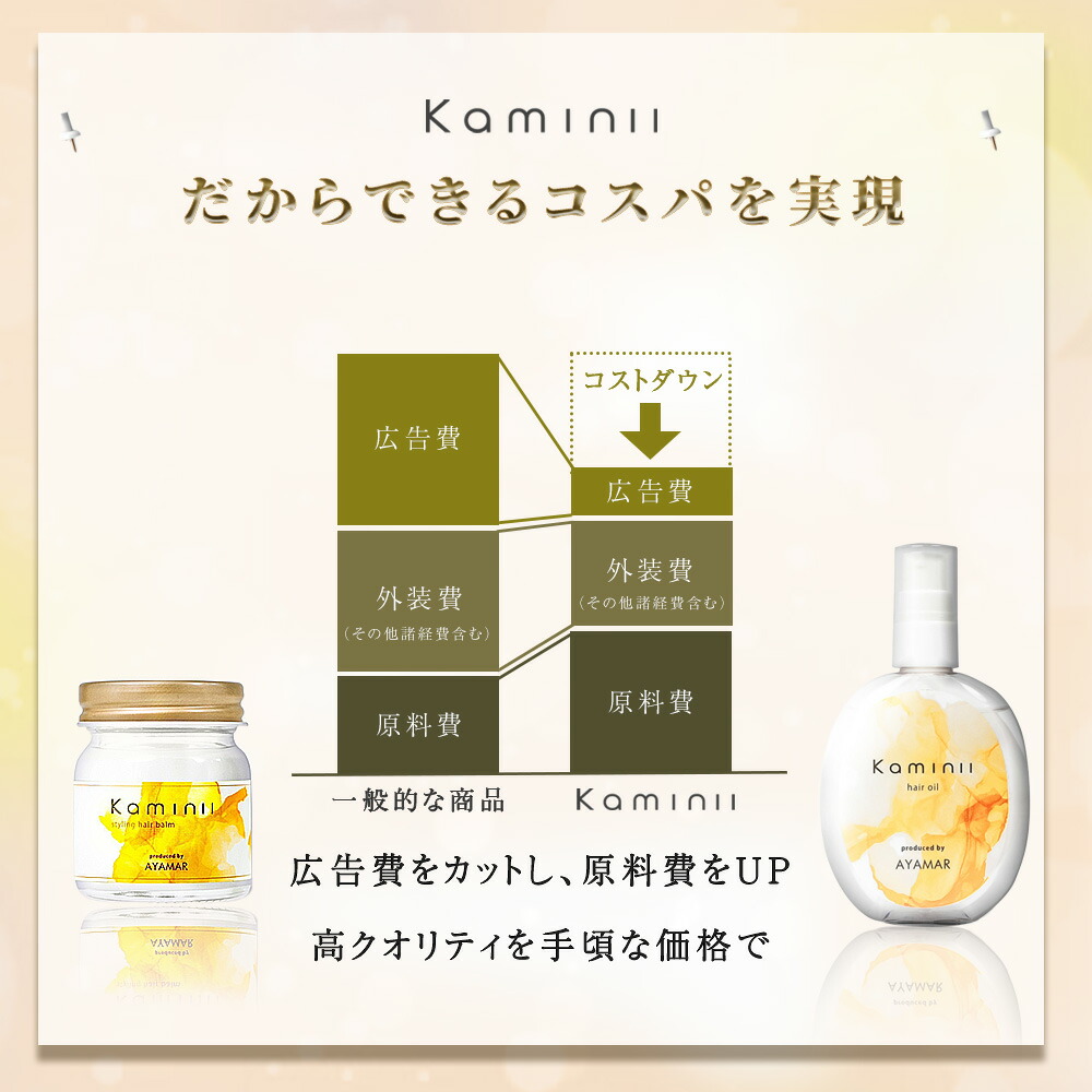 楽天市場】Kaminii カミニー ヘアオイル 洗い流さないトリートメント