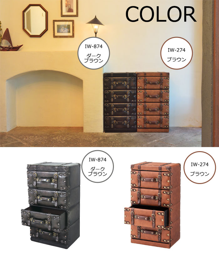 楽天市場】トランク 収納 ボックス チェスト 4段 アンティーク