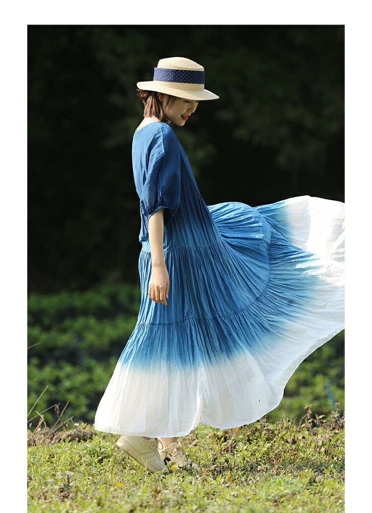 楽天市場】さらっとリネンワンピ 綿の麻 クラシックグラデーション