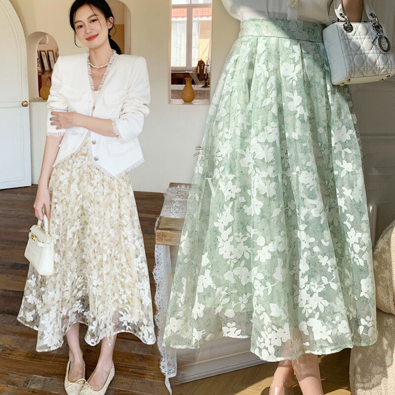 社交ダンススカート バラ柄素敵ロングスカート ♪ 社交ダンス