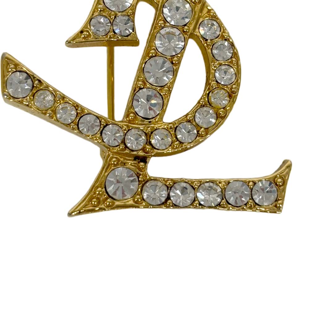 楽天市場】【美品】イヴ・サンローラン ラインストーンブローチ YSL