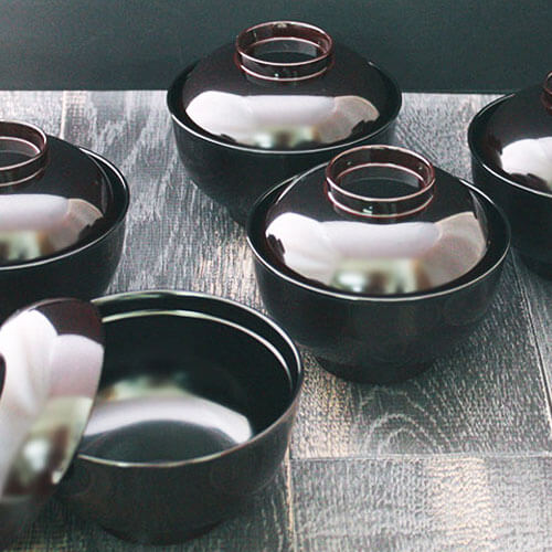 楽天市場】フタ付き椀 溜 福型吸物椀 5客セット 越前漆器 食器 吸物椀