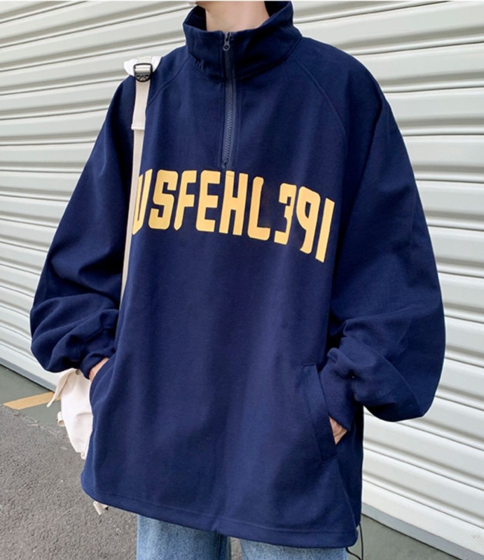 楽天市場】ロゴ ジップアップ トレーナー 3色 スウェット ハーフジップ