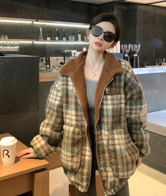 楽天市場】チェック柄 コート ボア ブルゾン アウター ジャケット