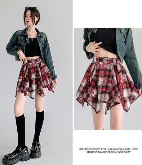 楽天市場】プリーツ スカート キュロット スカパン チェック柄 ベルト