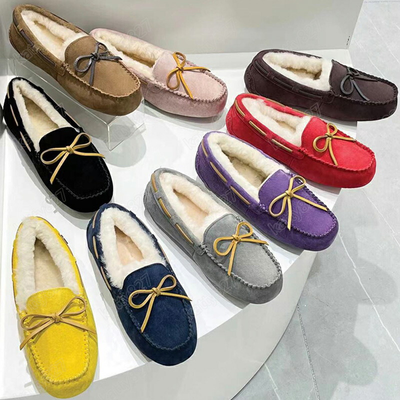 アグ UGG アンスレー グレー モカシン スエード ファー付き 24cm 新品