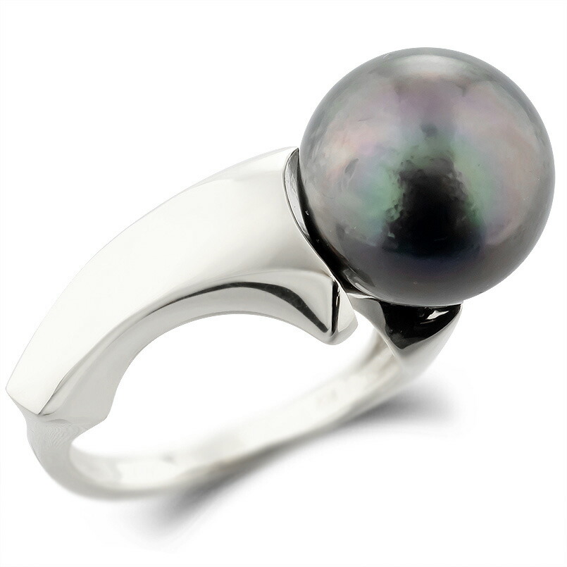 楽天市場】プラチナ リング ブラックパール 太め 幅広 pt900 婚約指輪