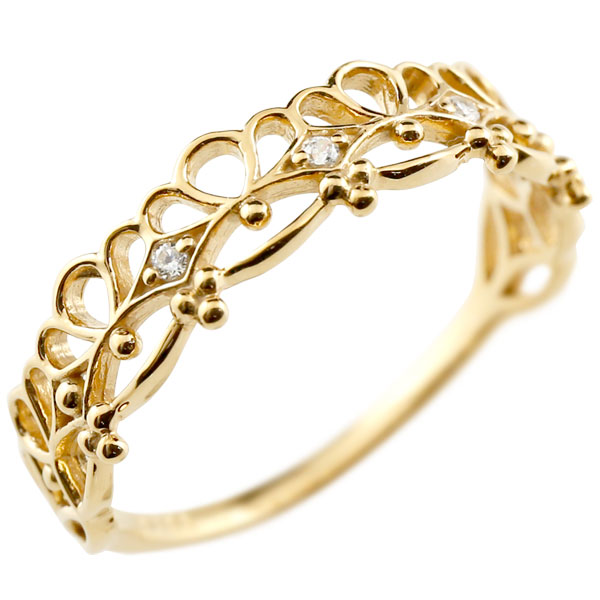 楽天市場】18金 アンティーク レース模様 ダイヤモンド ダイヤ