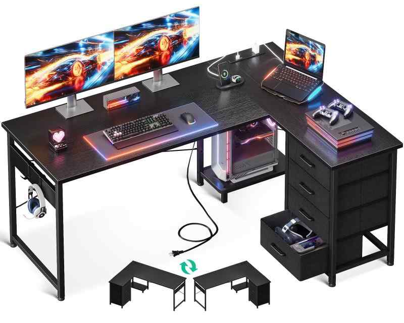 楽天市場】AODK ゲーミングデスク 引き出し付き パソコンデスク