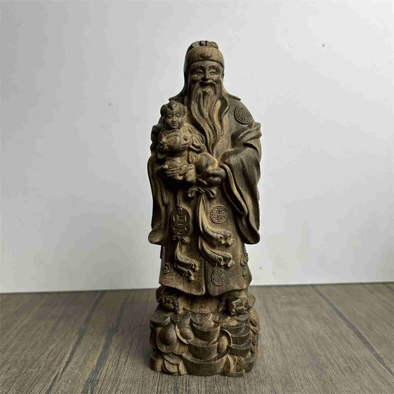 楽天市場】木彫りの仏像 福禄寿 仏像・開運縁起物・幸運置物 七福神の