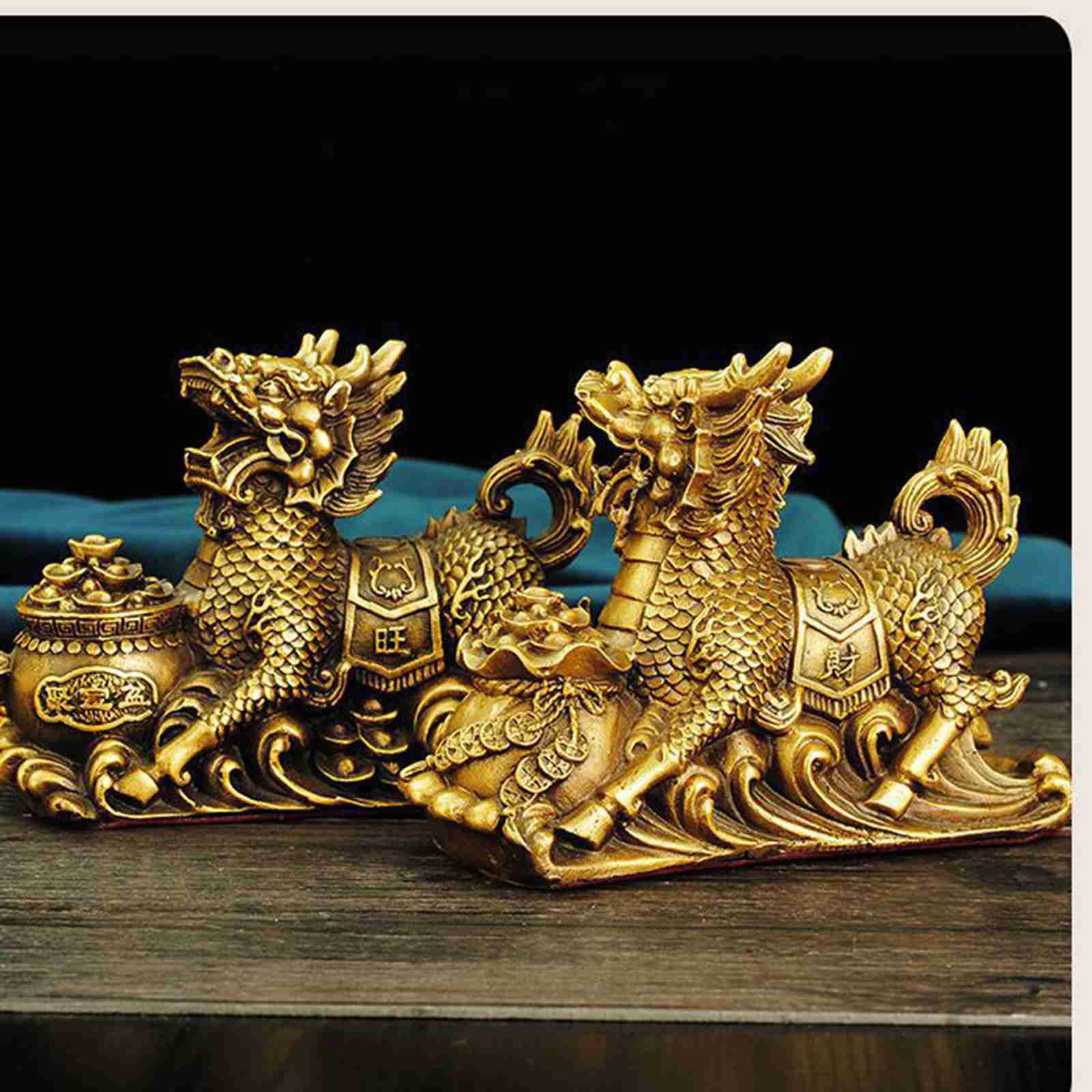 楽天市場】置物 キリン 麒麟 招財 一対 銅製 インテリア 聚寶盆 風水