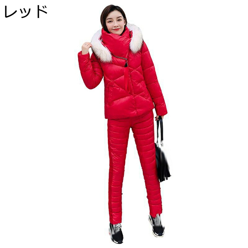 楽天市場】スキーウェア レディース 防寒 ファーフード付 上下セット