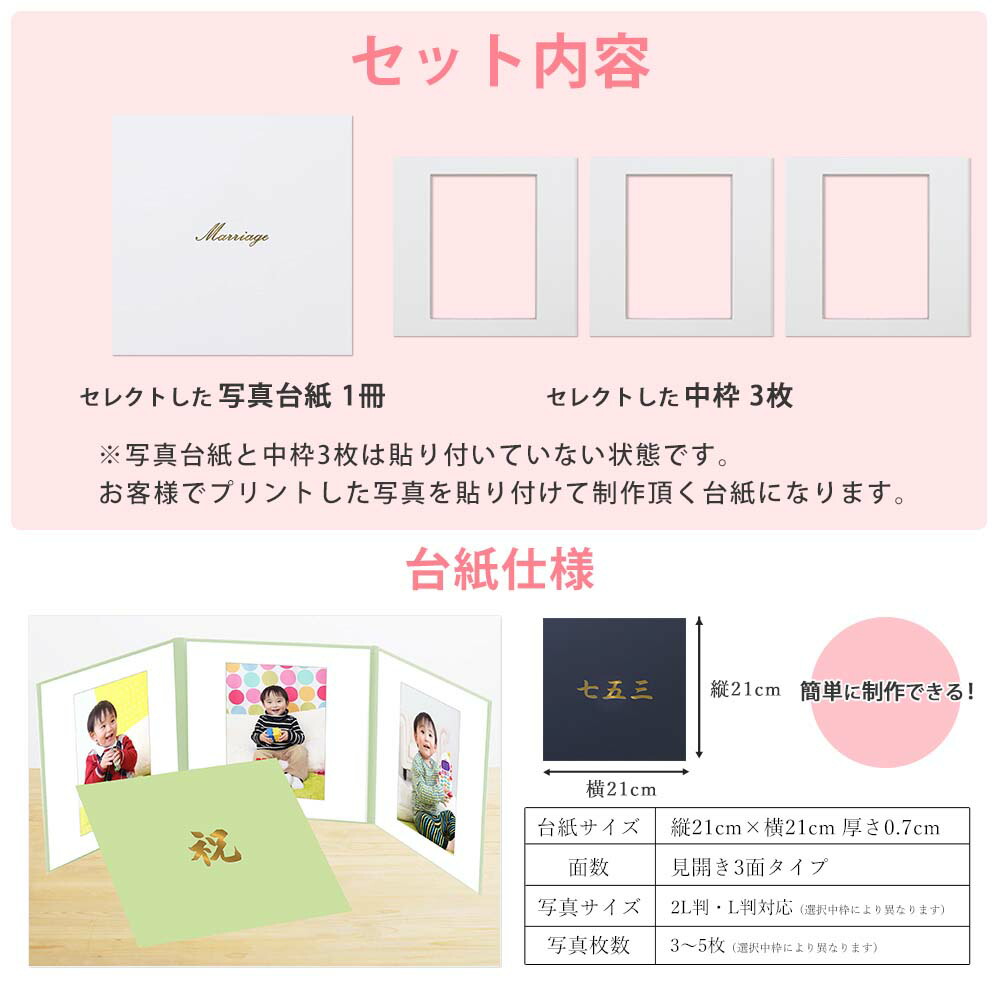 楽天市場】写真台紙 3面2L 2L L判【シンプル 中枠白色】送料無料