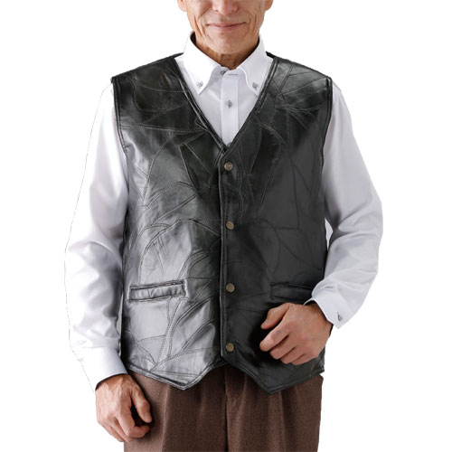 楽天市場】レザーベスト 革ベスト 前開き ブラック メンズ ラム革