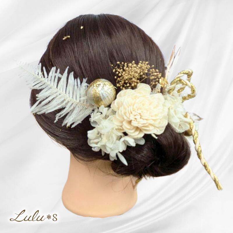 楽天市場】髪飾り 白金華 成人式 卒業式 結婚式 プリザーブドフラワー